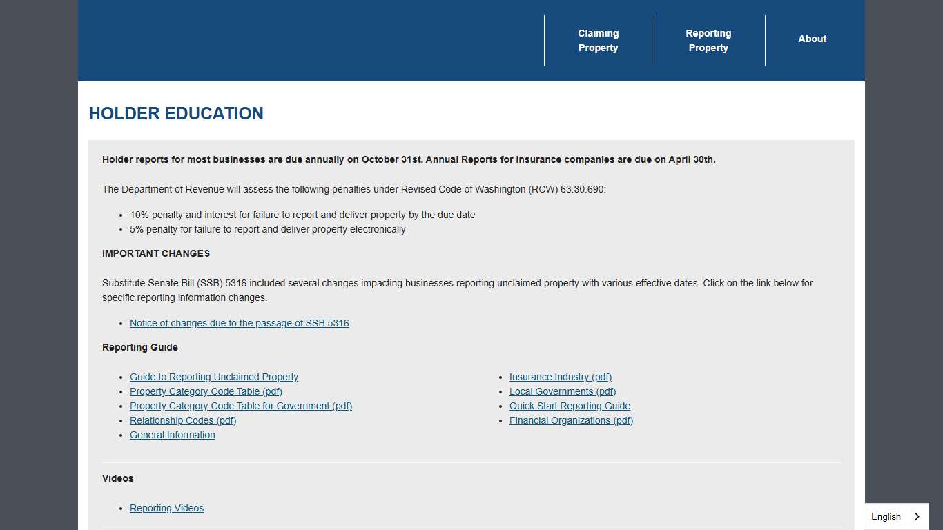 WA Unclaimed Property